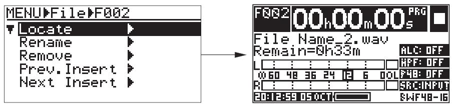 FOSTEX FR-2LE - Aller directement au début du fichier sélectionné (locate) - 3