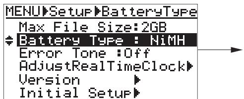 FOSTEX FR-2LE - Sélection du type de piles (battery type) - 3