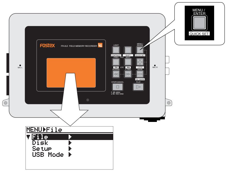 FOSTEX FR-2LE - Présentation du mode MENU - 1