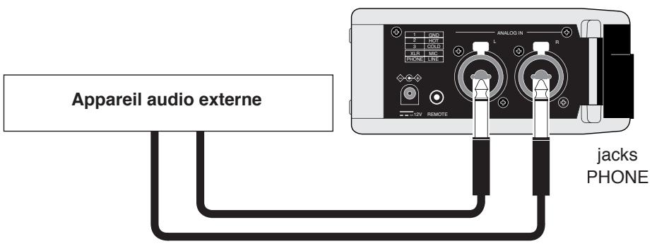 FOSTEX FR-2LE - Branchement des sorties ligne d'un appareil externe - 1