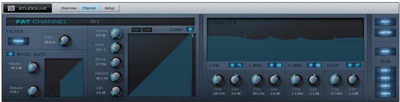 PRESONUS STUDIOLIVE 24.4.2 - VSL: onglet channel (voie) - 1