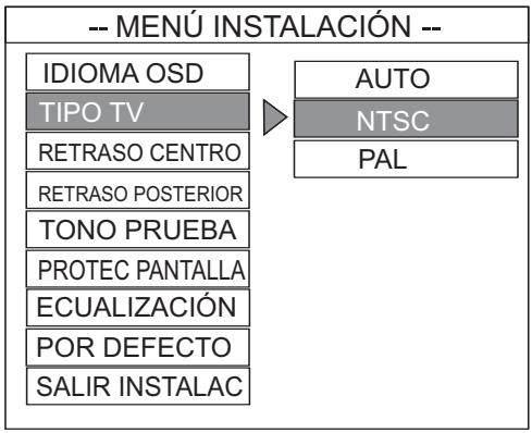 ALTEC LANSING PT8051 - Configuración del tipo de TV - 1