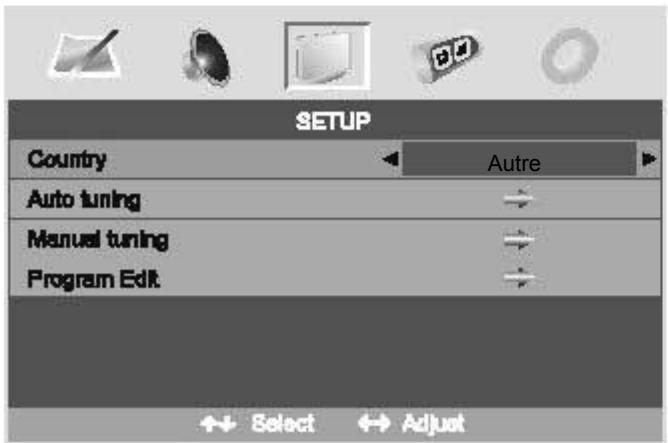 SWEEX TV020 - Options du menu configuration - 1