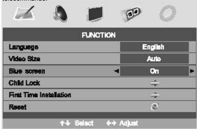 SWEEX TV020 - Options du menu de fonction - 1