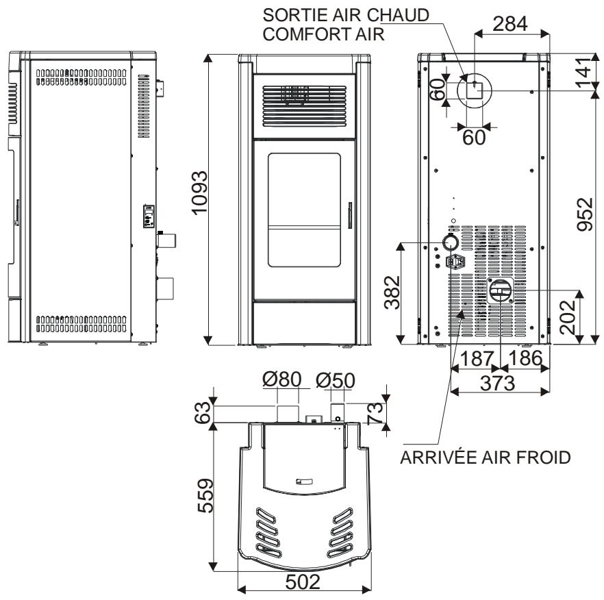MCZ SUITE AIR - Dimensions MUSA mod. AIR - COMFORT AIR - 1