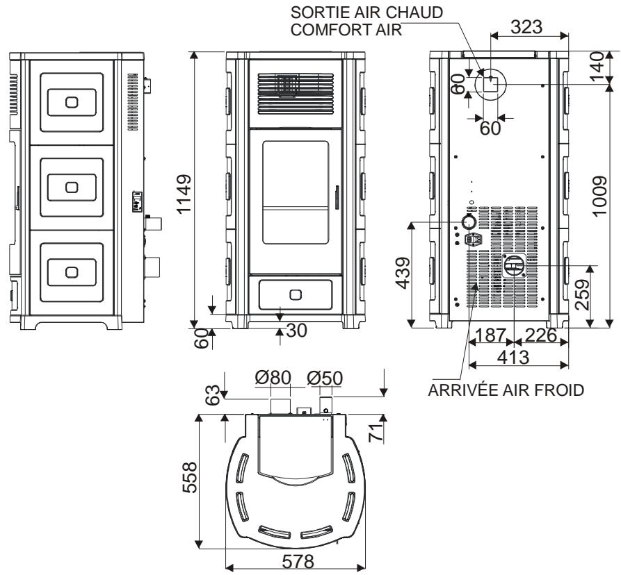 MCZ SUITE AIR - Dimensions SUITE mod. AIR - COMFORT AIR - 1