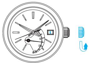 SEIKO 5R65 SPRING DRIVE - Exemple: pour régler la date sur le matin du 1ER jour d'un mois qui suit un mois qui n'a pas 31 jours. - 2
