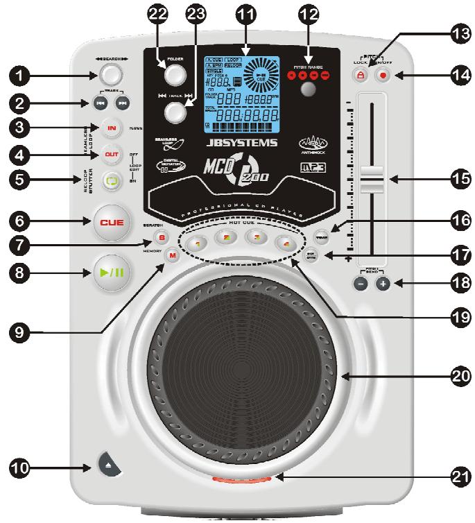 JBSYSTEMS MCD 200 - TASTEN UND FUNKTIONEN - 1