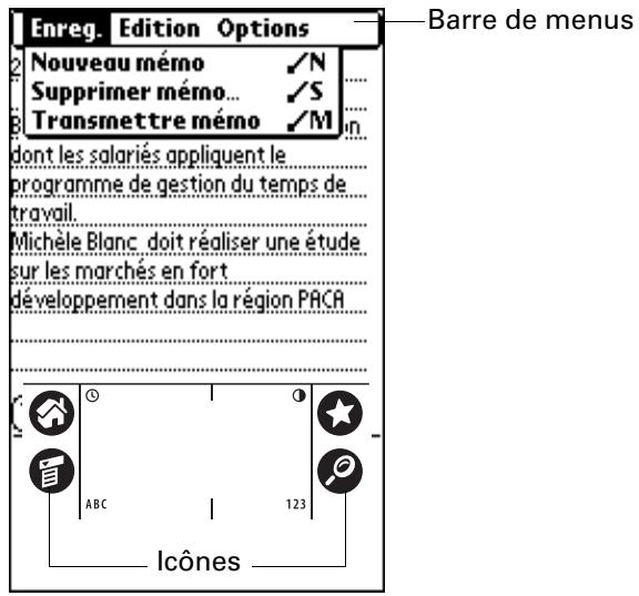 PALM ZIRE 21 - Composants de l'interface de l'ordinateur de poche - 1