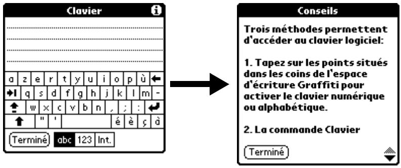 PALM ZIRE 21 - Pour afficher un conseil en ligne : - 1