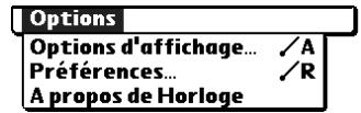 PALM ZIRE 21 - Utilisation des menus de l'horloge universelle - 1