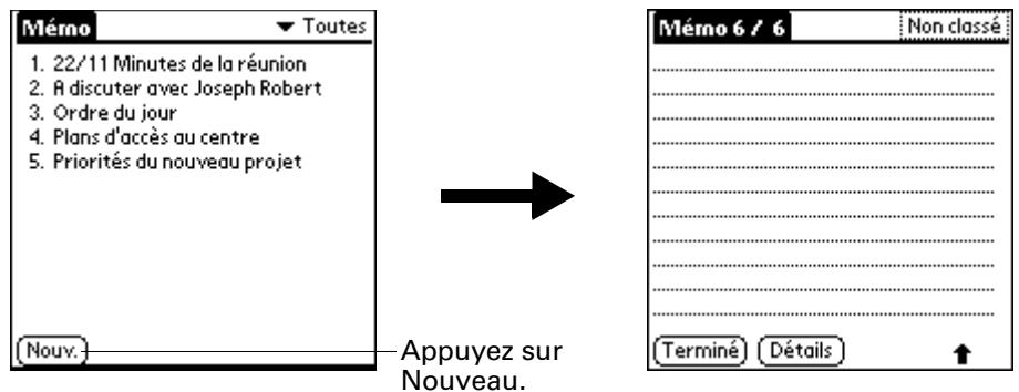 PALM ZIRE 21 - Pour créer un mémo : - 1