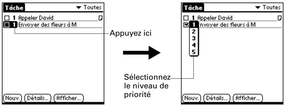 PALM ZIRE 21 - Pour définir le niveau de priorité d'une tâche : - 1
