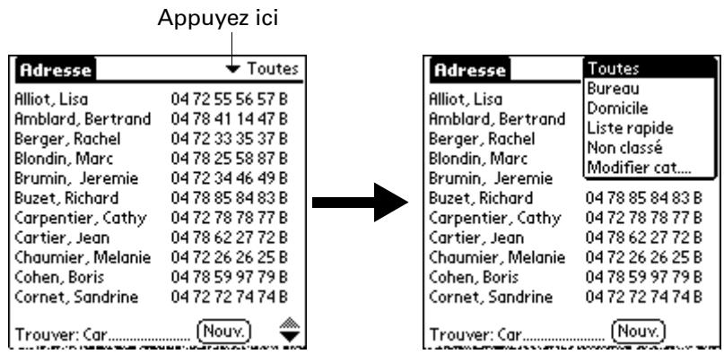 PALM ZIRE 21 - Pour afficher une catégorie d'enregistrements : - 1