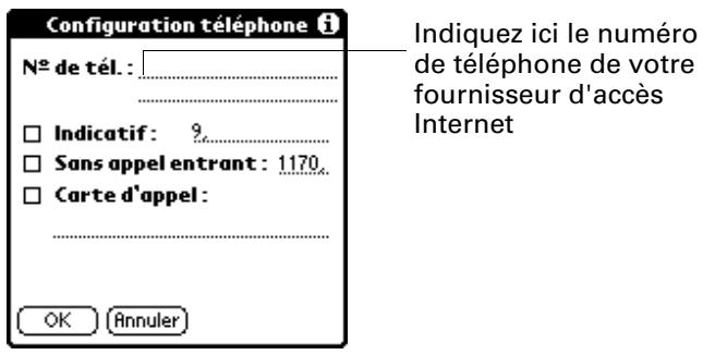 PALM ZIRE 21 - Pour saisir le numéro de téléphone d'un serveur : - 1