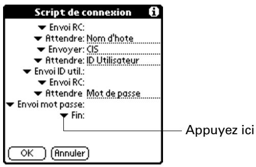 PALM ZIRE 21 - Pour créer un script de connexion : - 1