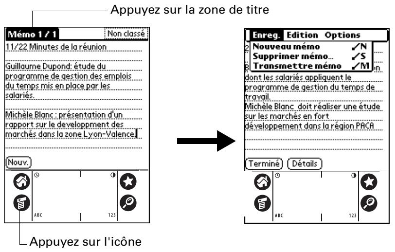 PALM ZIRE 21 - Pour ouvrir la barre de menus : - 1