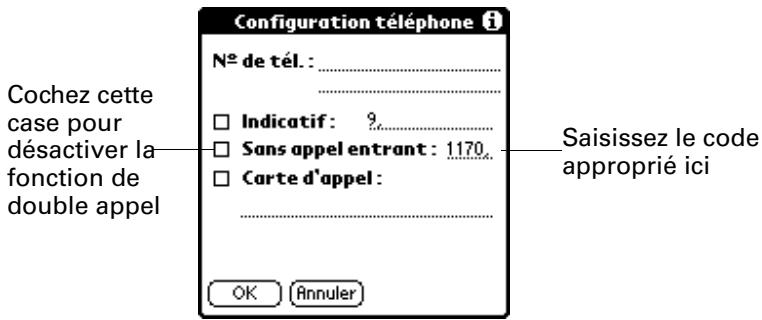 PALM ZIRE 21 - Pour désactiver le service double appel : - 1