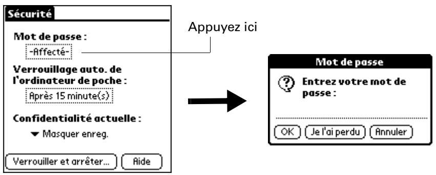PALM ZIRE 21 - Pour modifier ou supprimer votre mot de passe - 1