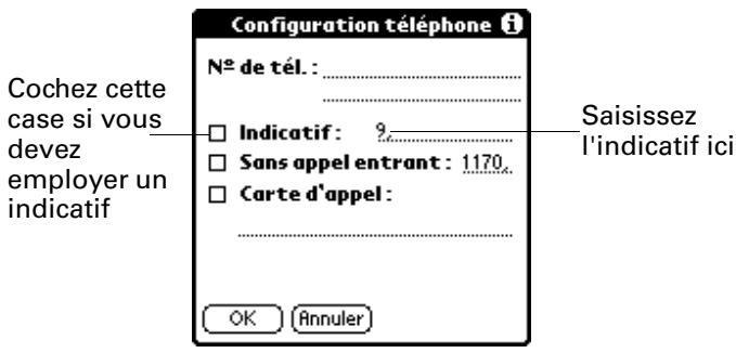 PALM ZIRE 21 - Pour saisir un indicatif : - 1