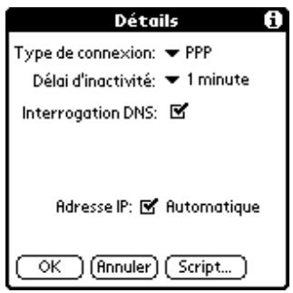 PALM ZIRE 21 - Pour ajouter des détails sur la connexion : - 1