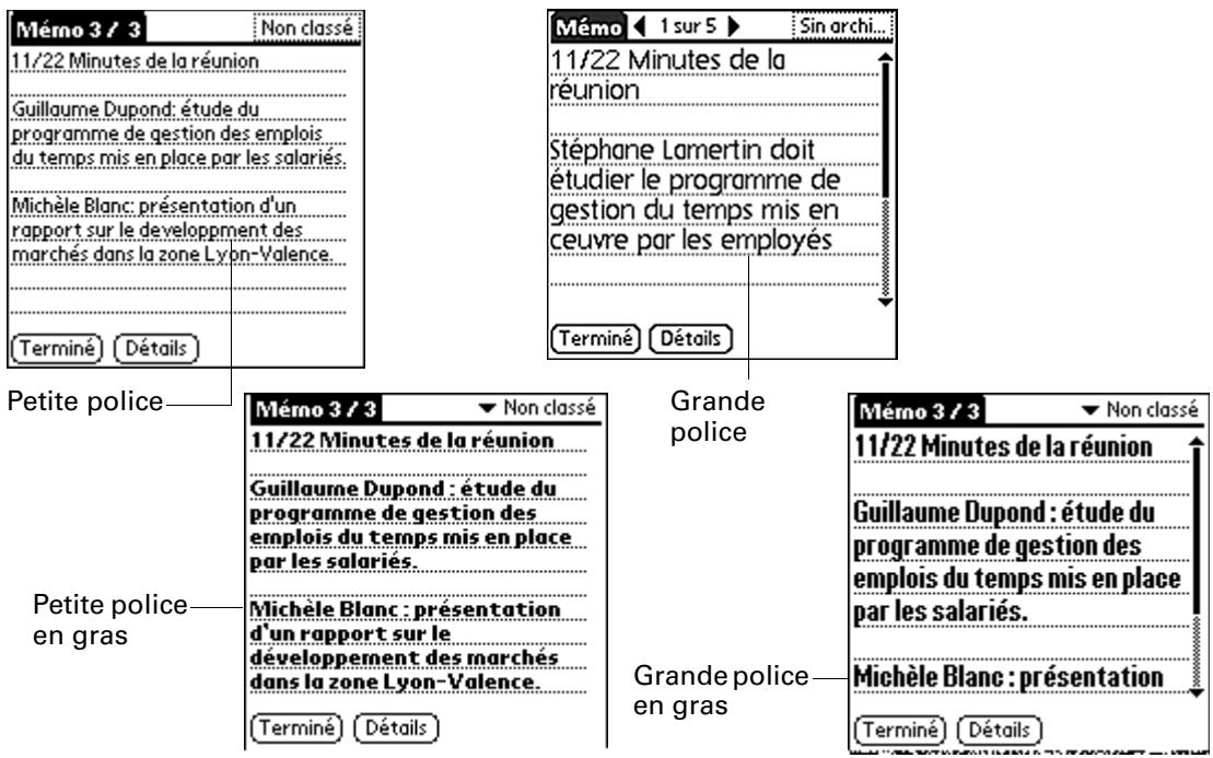 PALM ZIRE 21 - Choix des polices - 1