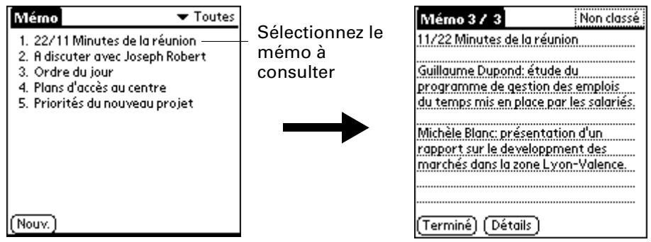 PALM ZIRE 21 - Pour consulter un mémo : - 1