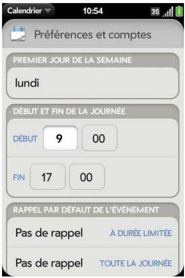 PALM PRE PLUS O2 - Personnalisation de calendrier - 1