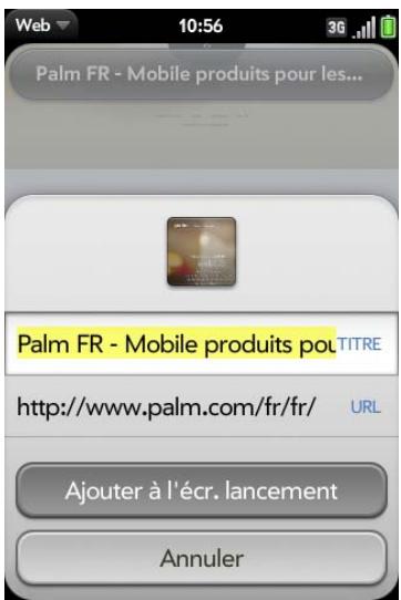 PALM PRE PLUS O2 - Ajout d'une page web à l'écran de lancement - 1