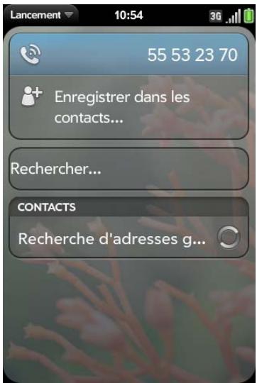PALM PRE PLUS O2 - Passage d'appels à l'aide du clavier - 1
