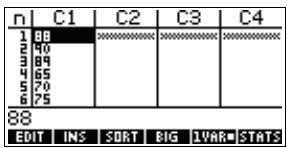 COMPAQ 39GS - Calculs statistiques à partir d'une liste - 5