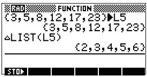 COMPAQ 39GS - Fonctions de manipulation listes - 2