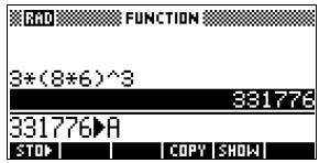 COMPAQ 39GS - Mémorisation du résultat d'un calcul - 4