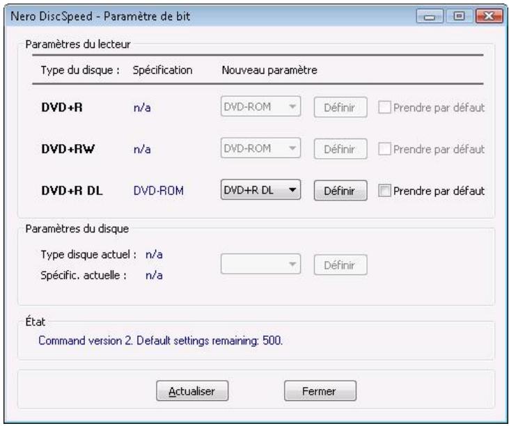 NERO DISCSPEED 9 - Nero DiscSpeed - Fenêtre Paramètre de bit - 1