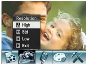 GENIUS G-SHOT HD54 - Pour changer la résolution de photo: - 2