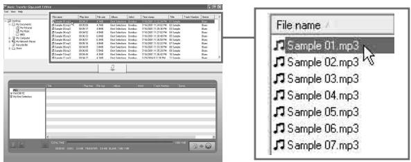 AIWA MUSIC TRANSFER - Sélectionnez le fichier MP3 que vous souhaitez dans la fenêtre explorer. - 1