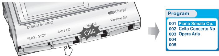 IRIVER IFP-900 - Activation du mode programme - 1