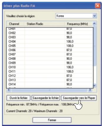 IRIVER PLUS 2 - Réglage des canaux radiophoniques exclusif aux appareils dotés de la fonction radio FM. - 1