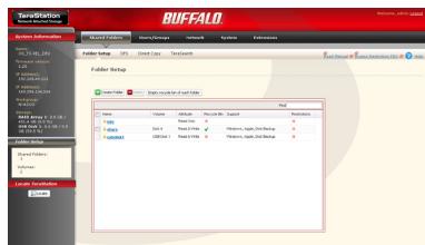 BUFFALO TS-RX : TERASTATION III RACKMOUNT - Web Admin s'affiche. - 1