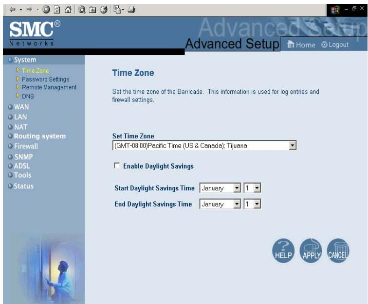 SMC 7404BRA - Time zone (fuseau horaire) - 1