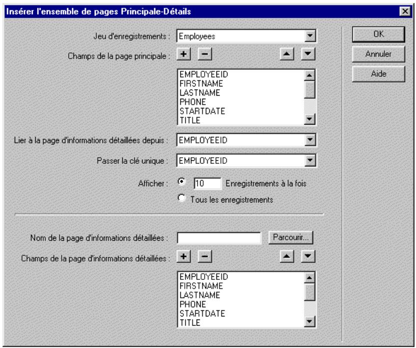 MACROMEDIA DREAMWEAVER MX-ULTRADEV 4 - Pour terminer l'ensemble page principale/page d'informations détaillées à l'aide d'un objet dynamique : - 1