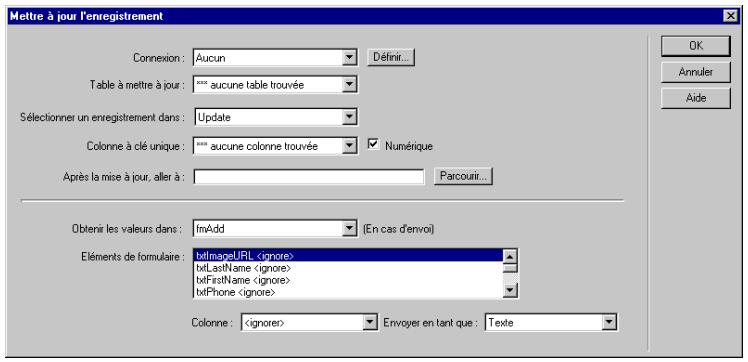 MACROMEDIA DREAMWEAVER MX-ULTRADEV 4 - Pour afficher l'enregistrement dans le formulaire : - 1