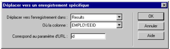 MACROMEDIA DREAMWEAVER MX-ULTRADEV 4 - Pour récapituler un enregistrement spécifique au moyen d'un comportement de serveur : - 1