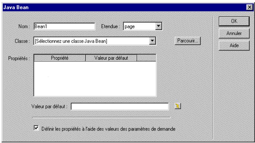 MACROMEDIA DREAMWEAVER MX-ULTRADEV 4 - Pour définir un bean comme source de données : - 1