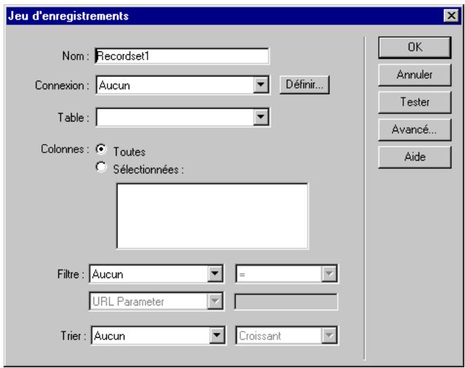 MACROMEDIA DREAMWEAVER MX-ULTRADEV 4 - Définition d'un jeu d'enregistrements filtré pour la page de résultats - 1