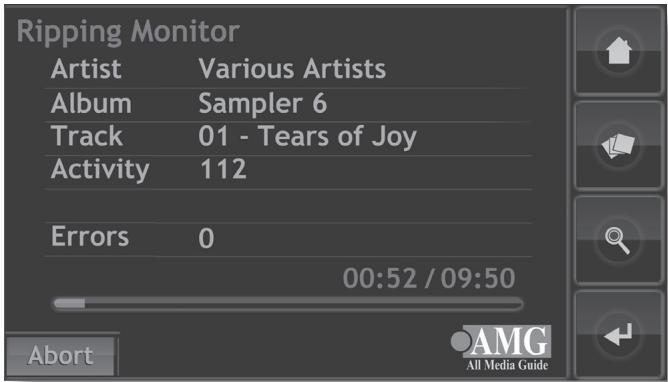 NAIM HDX - L'écran Ripping Monitor (contrôle d'extraction) - 1