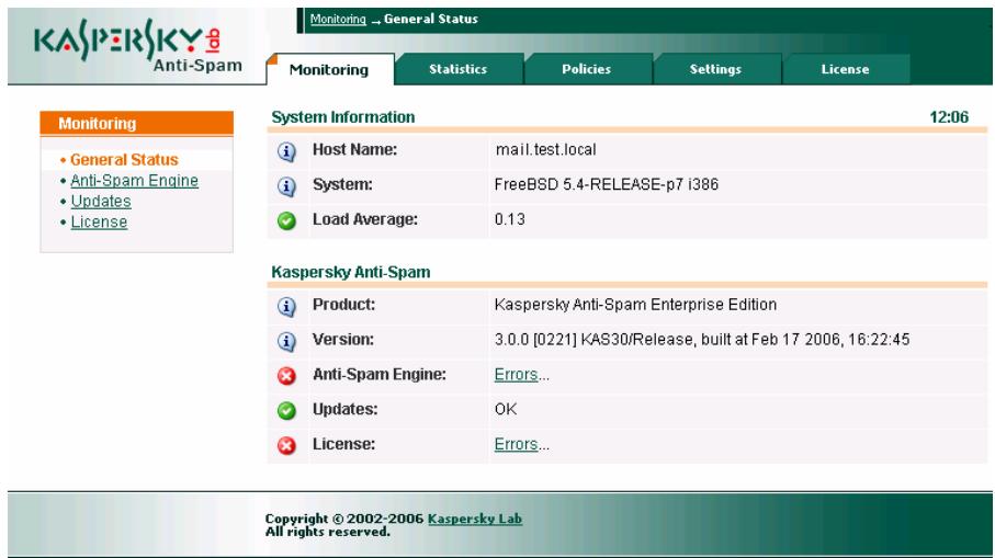 KASPERSKY ANTI-SPAM 3.0 - Messages généraux sur l'état du logiciel - 1