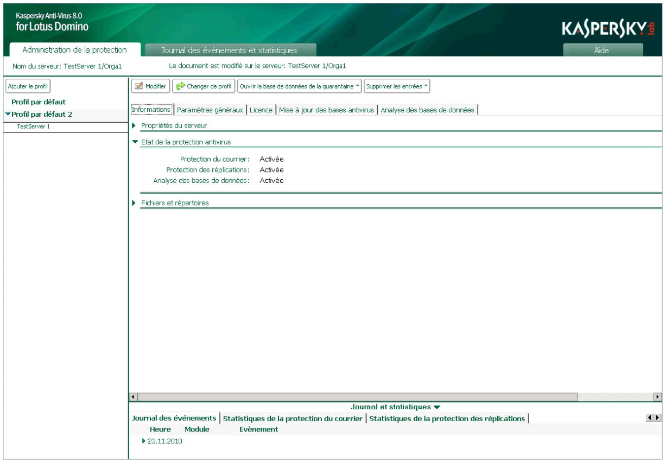 KASPERSKY ANTI-VIRUS 8 - ONGLET ADMINISTRATION DE LA PROTECTION - 2