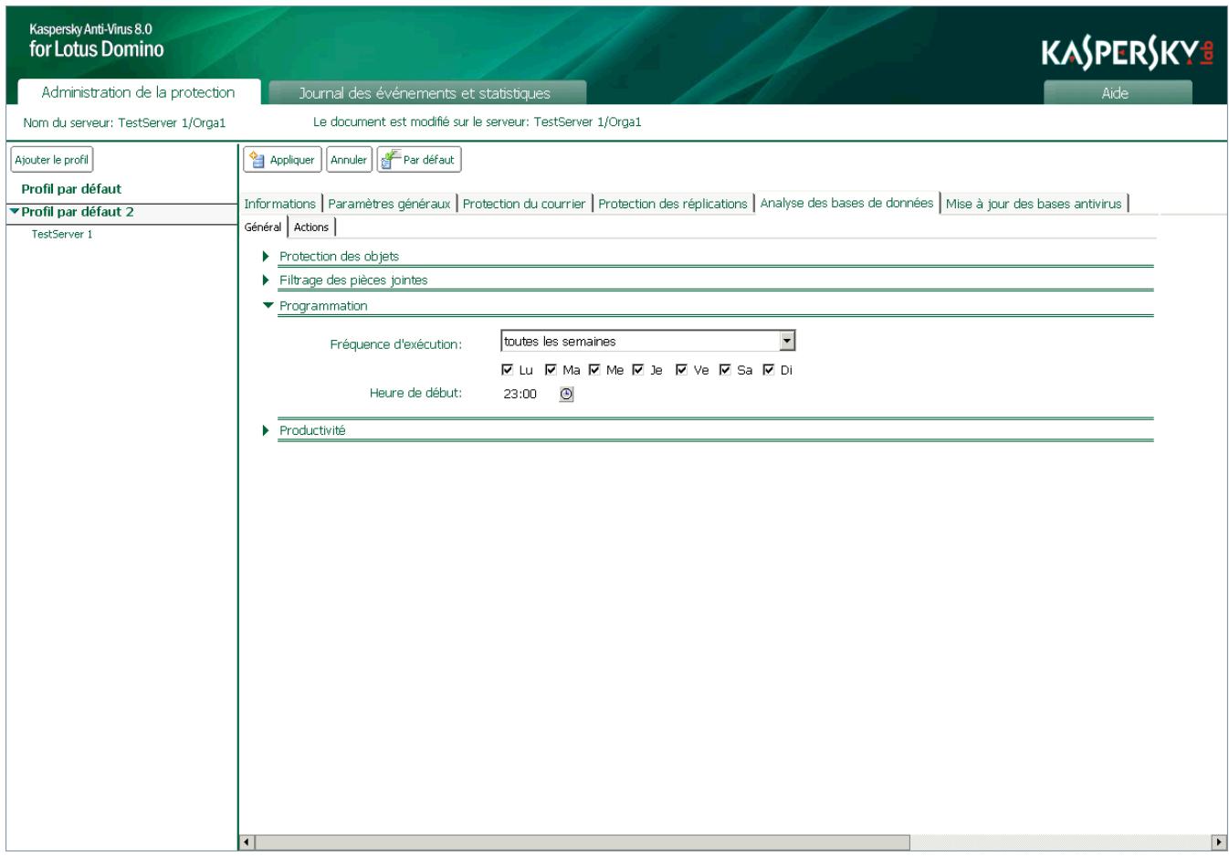 KASPERSKY ANTI-VIRUS 8 - ONGLET ADMINISTRATION DE LA PROTECTION - 1