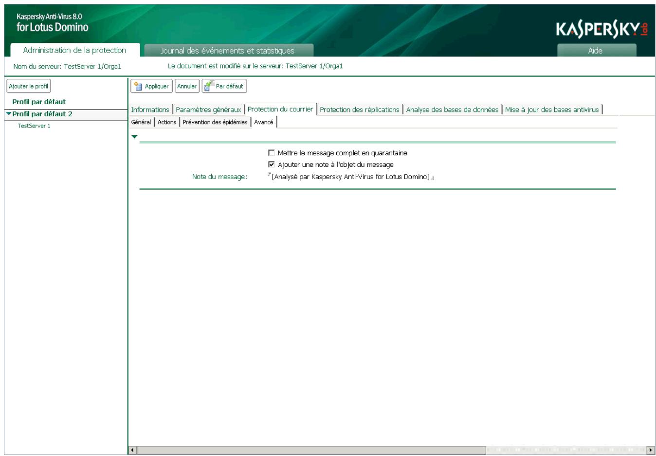 KASPERSKY ANTI-VIRUS 8 - ACTIONS à EXECUTER SUR LES OBJECTS DU COURRIER - 3